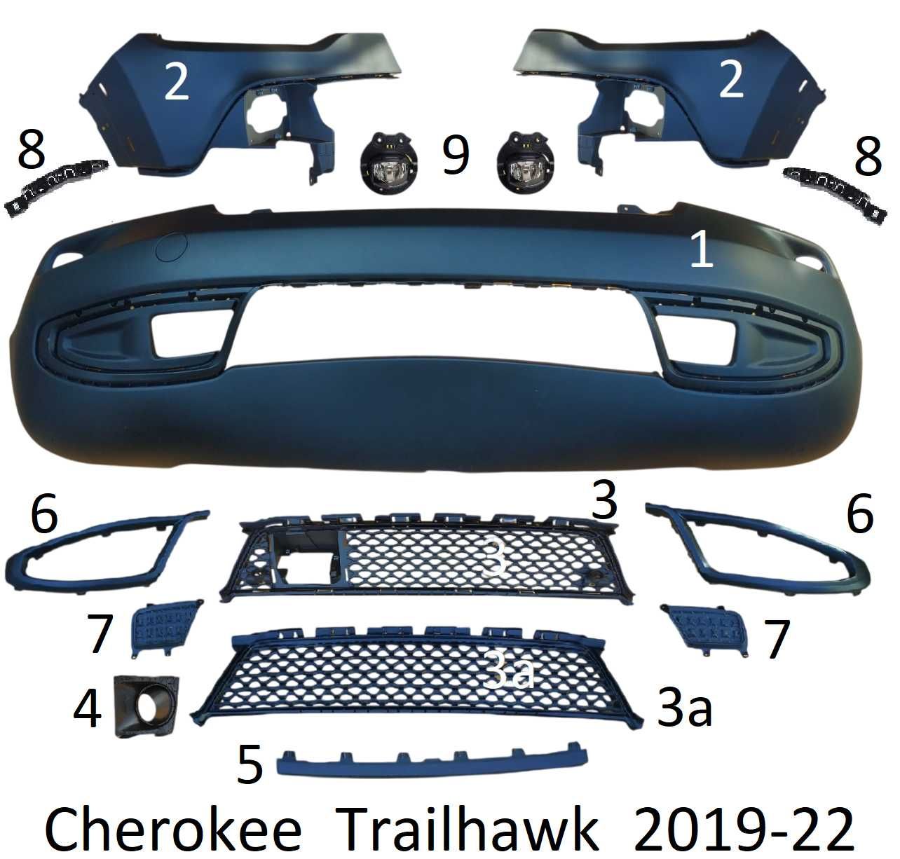 Бампер передний Jeep Cherokee Trailhawk 2019-2022