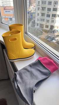 Резиновые сапоги носок crocs kids crocband rain boot j2 33-34 желтые