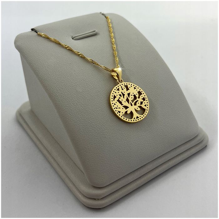 Złoty Łańcuszek Z Zawieszką Drzewko Szczęścia Prezent Dla Córki Wnuczk