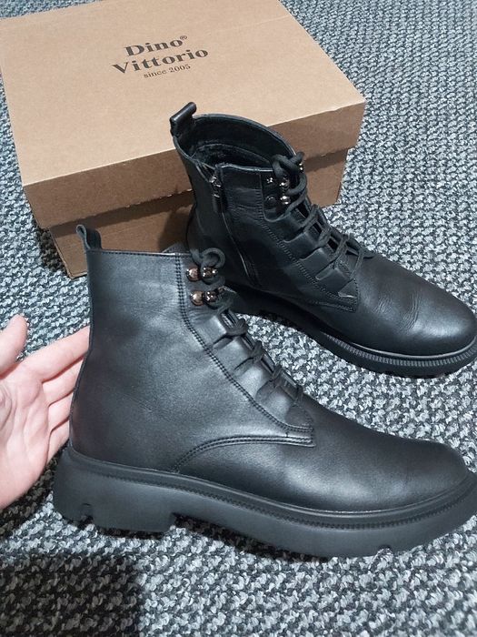 Шкіряні ботинки демісезонні жіночі чорні 41 розміру , унісекс