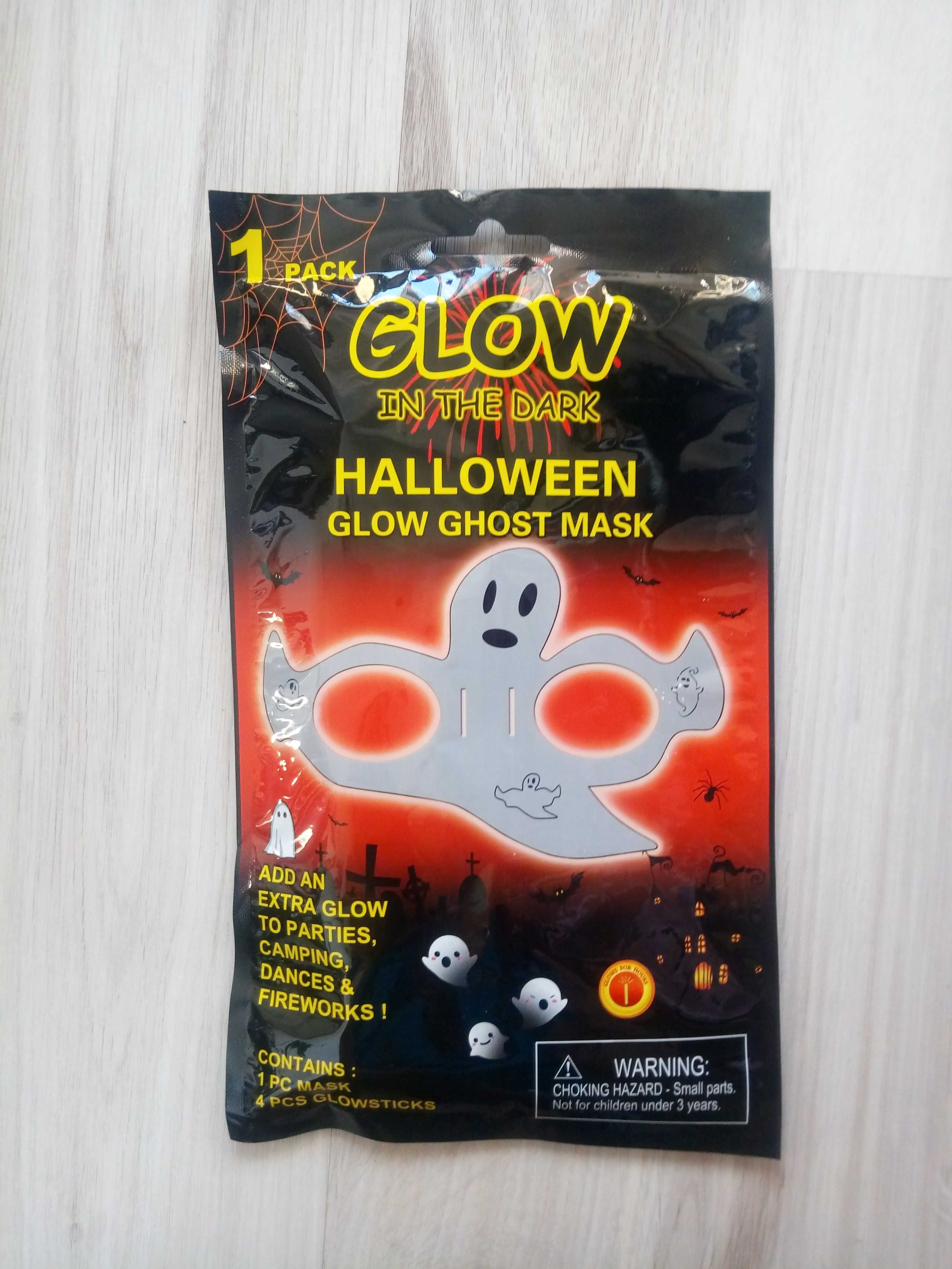Halloween karnawał maska świecąca w ciemności fluorestencyjna nowa
