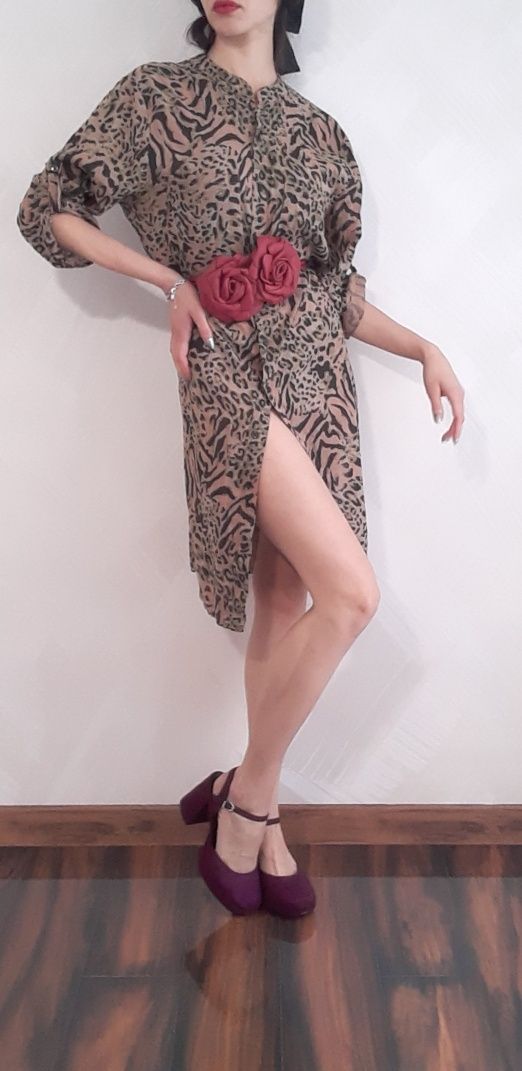 100% cotton leopard dress Made in Italy Bawełnian sukienka w panterkę