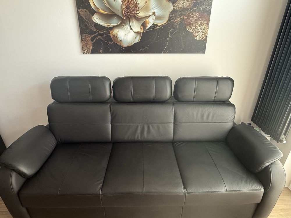 Sofa skóra z regulowanymi zagłówkami -Pilnie