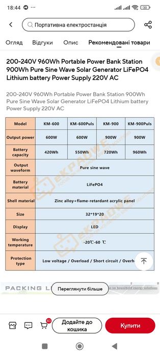 Зарядна станція LifePO4 780Wh 900W
