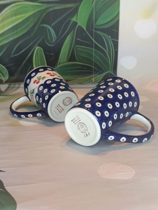 *Kubek ceramiczny Bolesławiec smukły Delta 0.3L.zestaw  Bolesławiec