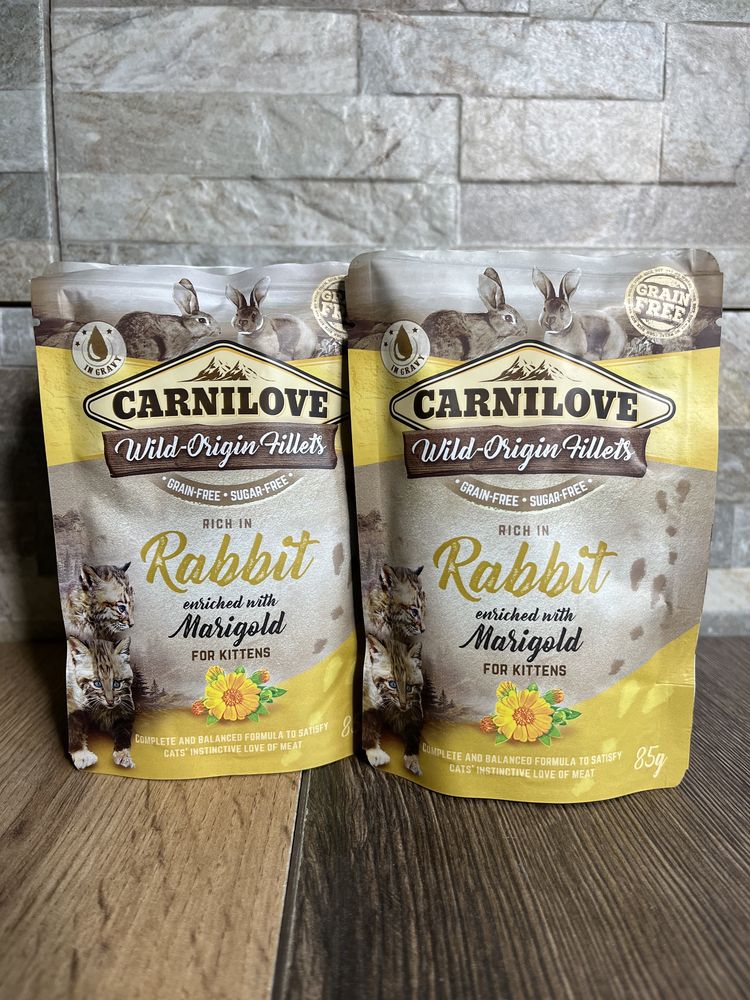 Carnilove Wild Origin Fillets Kitten królik i nagietek 10x85g