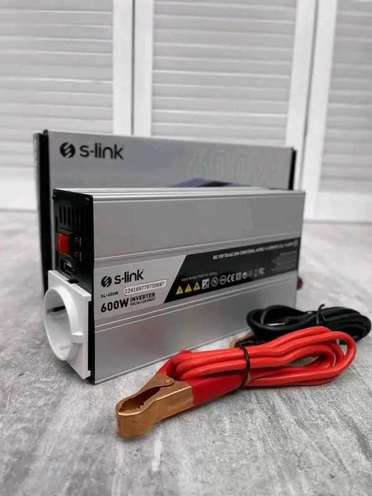 Перетворювач автомобільний s-link 600w 12v 24v інвертор