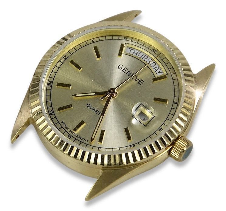 Złoty zegarek z bransoletą męski 14k włoski Geneve mw013ydy&mbw006yB