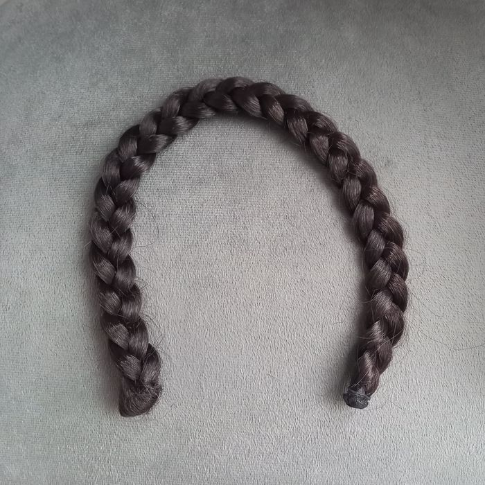 Warkocz brązowy sztuczne włosy 44cm treska dopinka ciemne długie włosy