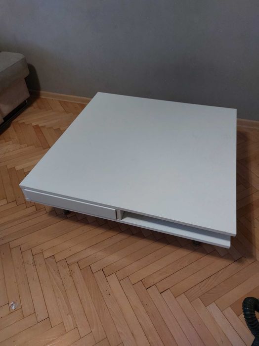 IKEA TOFTERYD Stolik kawowy, połysk biały, 95x95cm