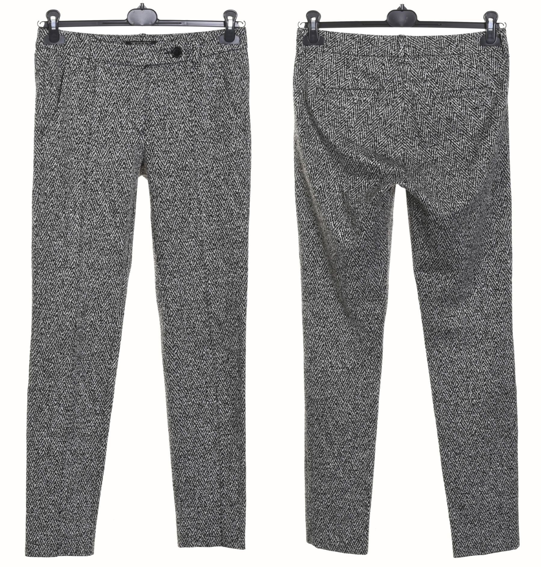 ZERRES czarno-białe spodnie damskie z dżerseju legginsy r. 38