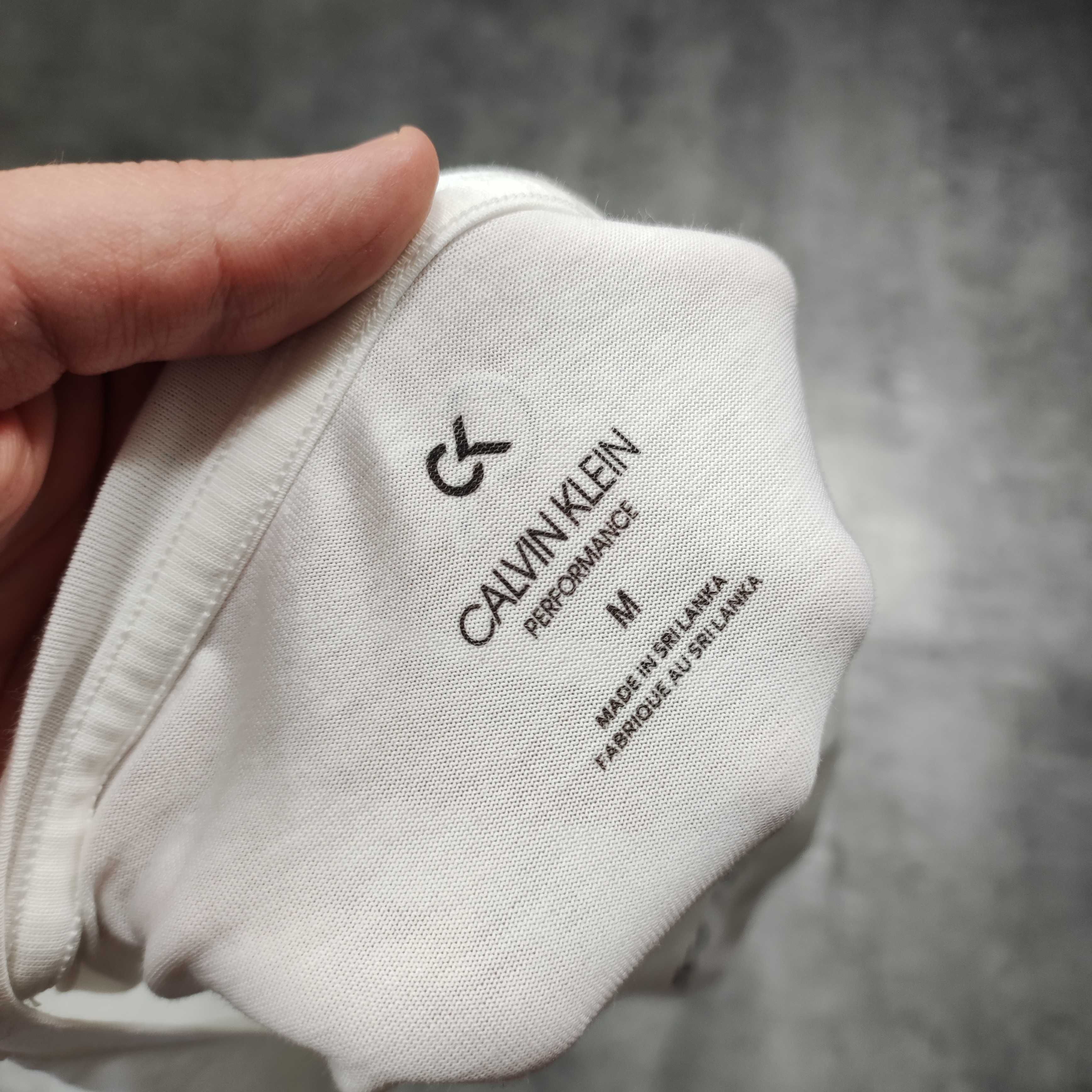 MĘSKA Koszulka PREMIUM Biała Duże Logo Lekka Calvin Klein Performance