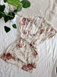 Delikatna sukienka Zara s 36 kremowa s kwiaty w jaskółki komunia wesel