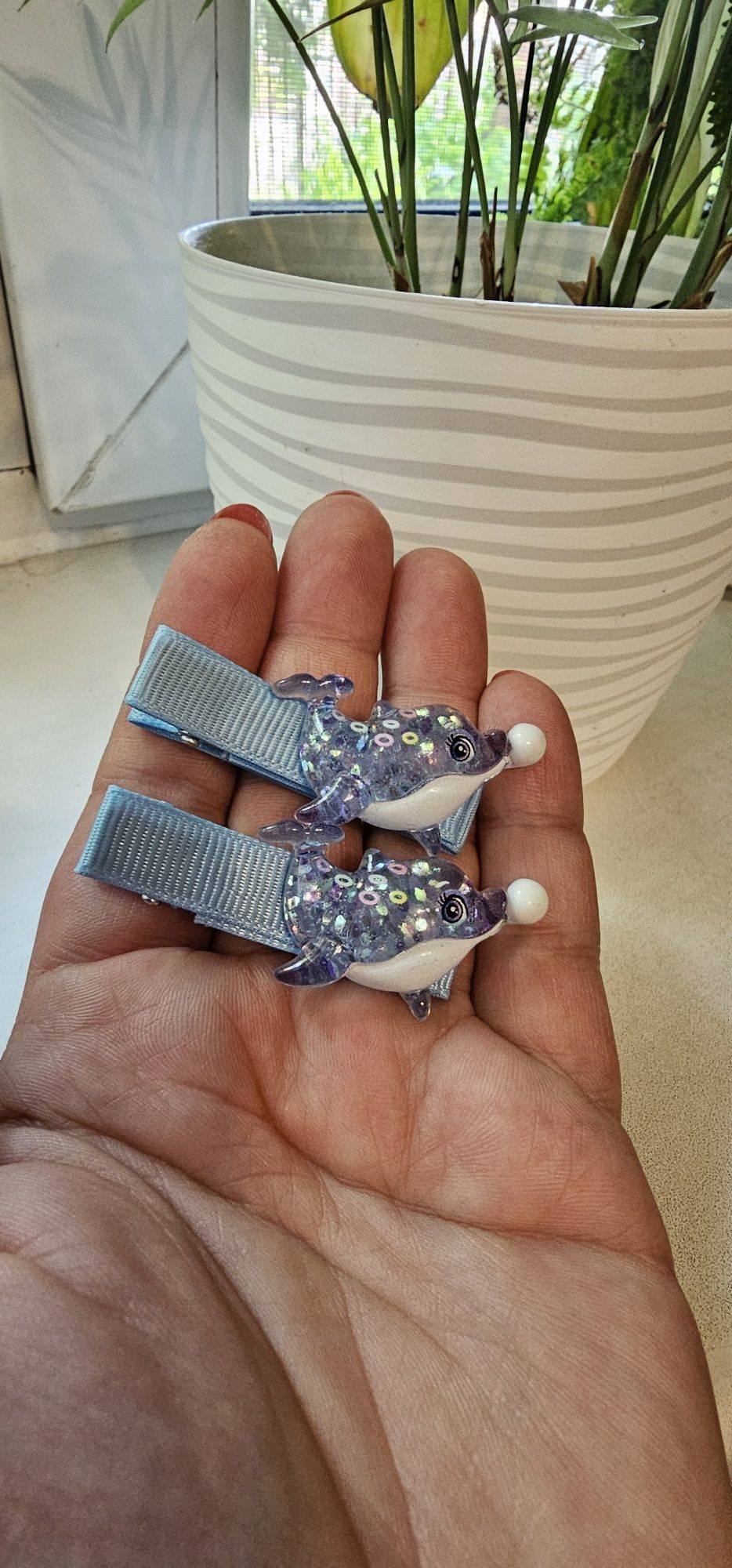 2szt spinki do włosów delfiny handmade