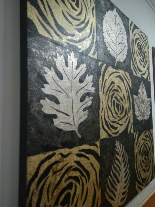 Quadro/Tela com desenhos em prateados dourado