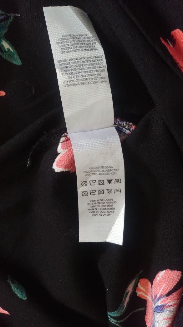 Sukienka długa midi z rozcięciem na nogę dekolt v w kwiaty wiskoza
