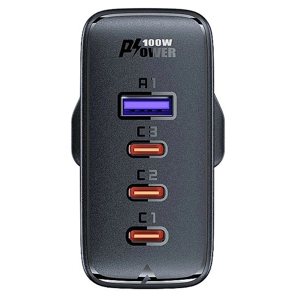 Szybka ładowarka GaN UK Acefast A40/100W PD 3x USB-C 1x USB-A - czarna