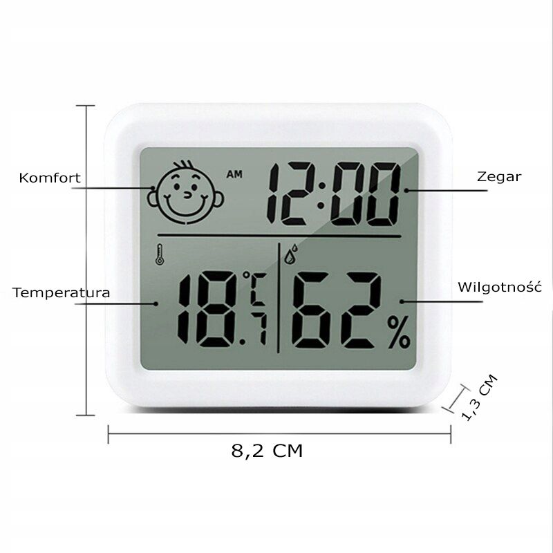 Termometr higrometr elektroniczny sonda zegar