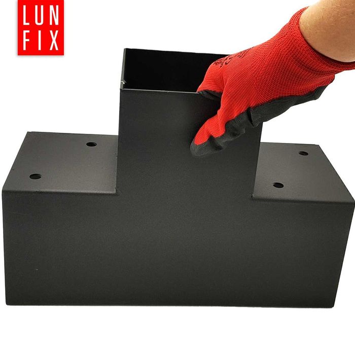 Łącznik do kantówek belek wiaty altany 3 końce otwór 10x10 czarny mat