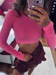 Crop top różowy neonowy sportowy rashguard xs s siłownia gym new butik