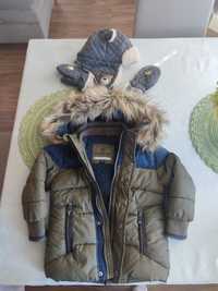 Zimowa kurtka chłopięca rozmiar 92 plus czapka i rekawiczki