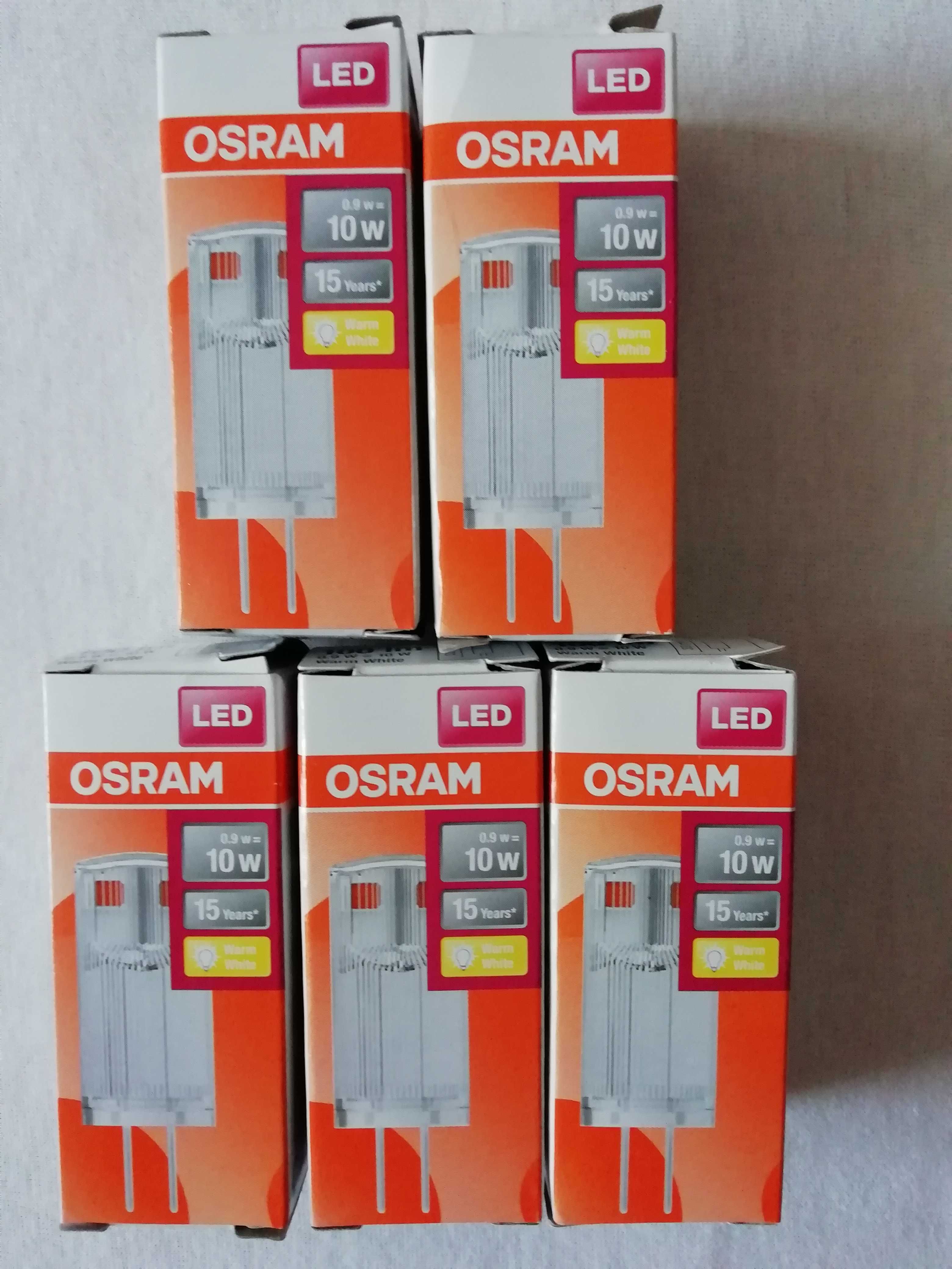 5x LED OSRAM, gwint G4, 0,9 W = 10 W, 100lm, 2700K żarówka