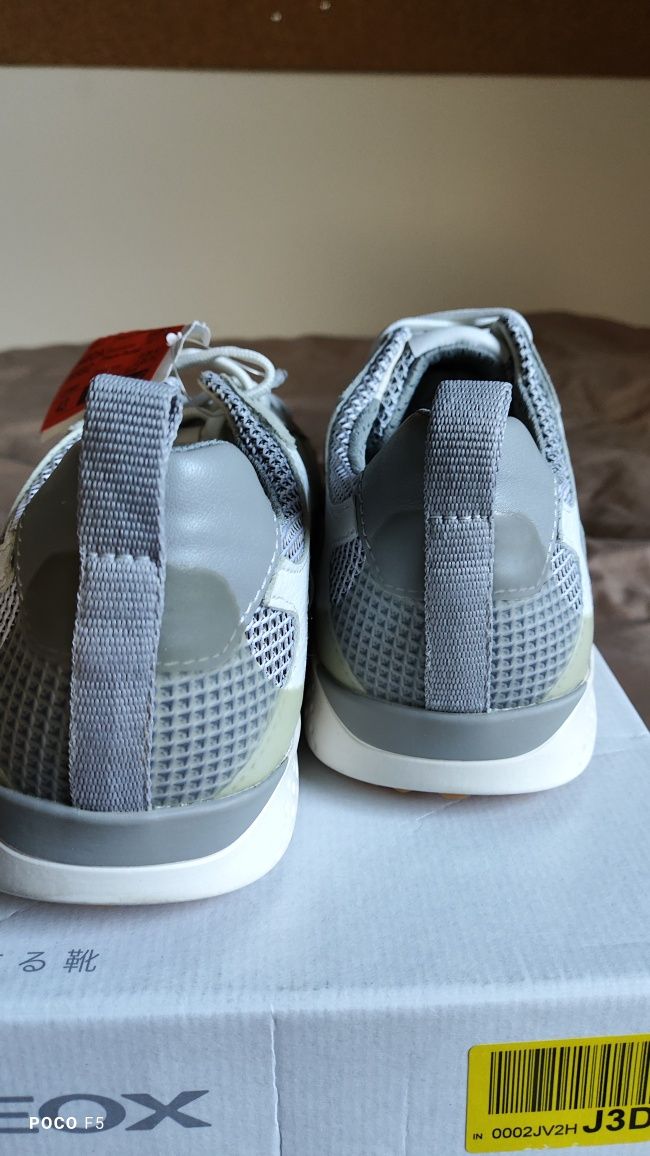 Geox Snake biało szare skórzane sneakersy rozm 43