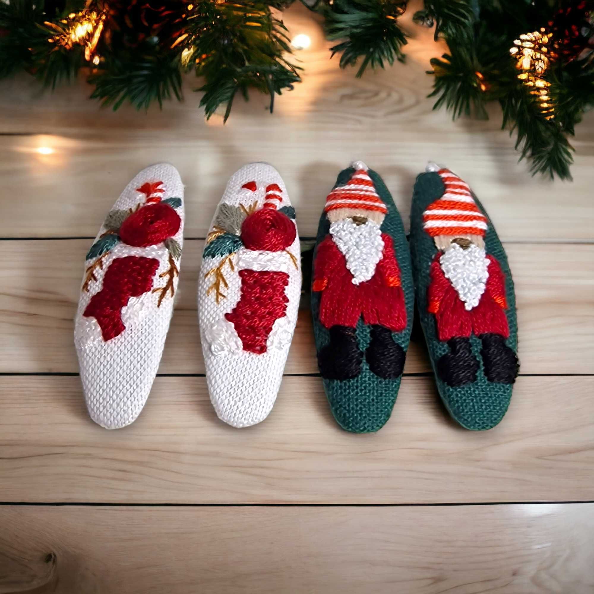 Ganchos bordados à mão- Natal