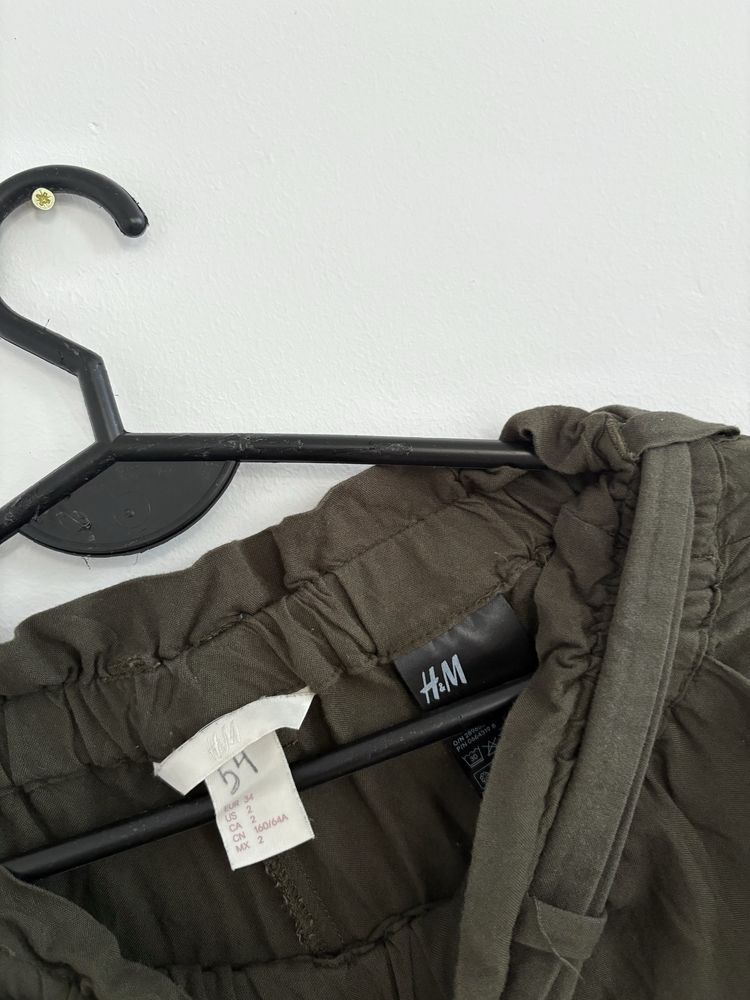 Lekkie spodnie paperbag wiskoza H&M 34XS