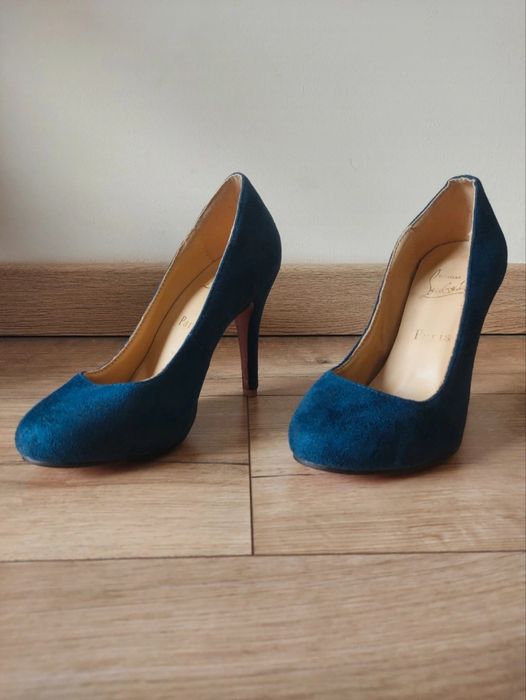 Christian Louboutin szpilki marka premium zamszowe na wysokim obcasie