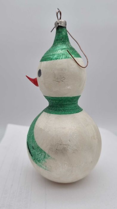 Bałwanek Duża Bombka choinkowa PRL Vintage Retro Czechosłowacja