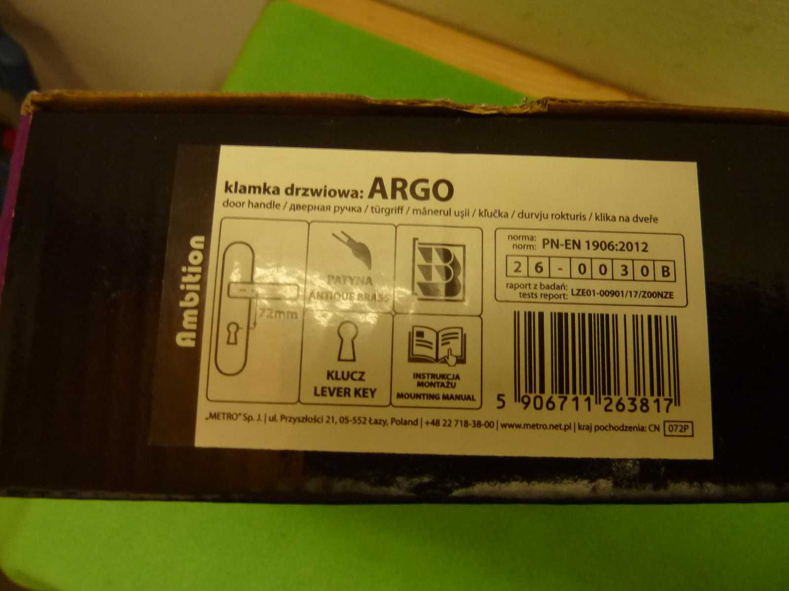 Klamka drzwiowa ARGO - zestaw