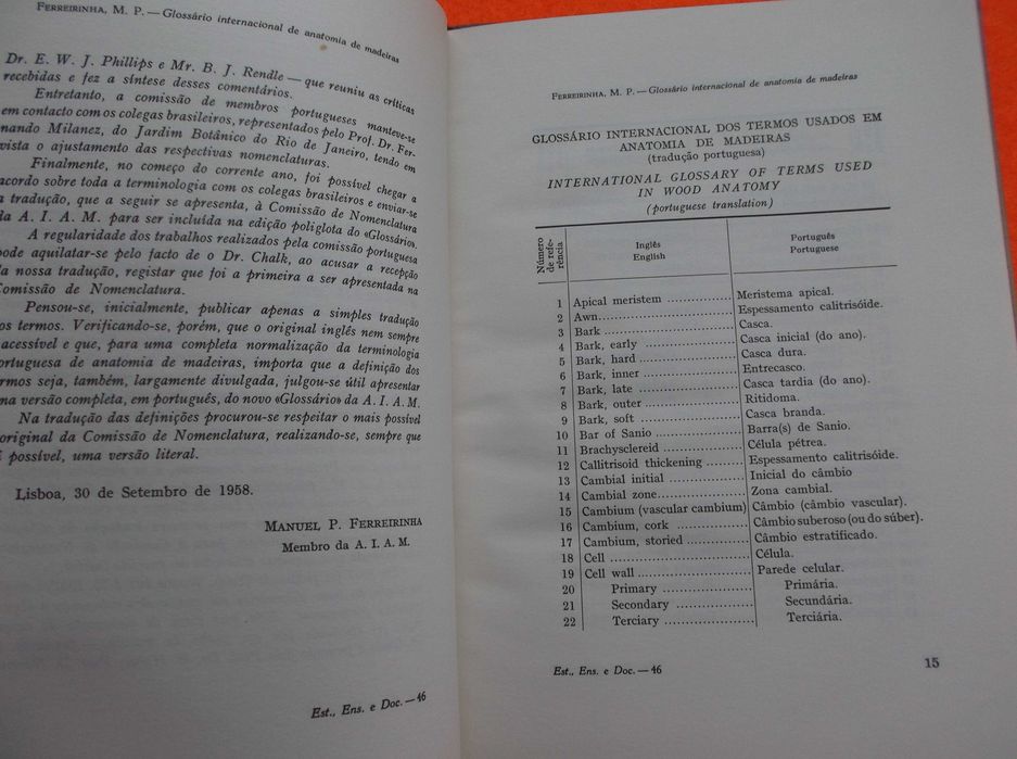 Glossario Internacional dos Termos Usados em Anatomia das Madeiras