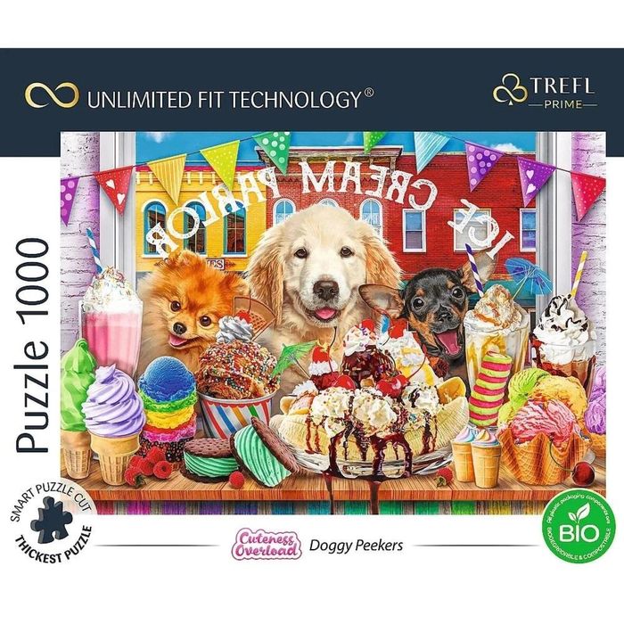 Puzzle 1000 Cuteness Overload: Doggy Peekers TREFL pudełko,334x278 mm