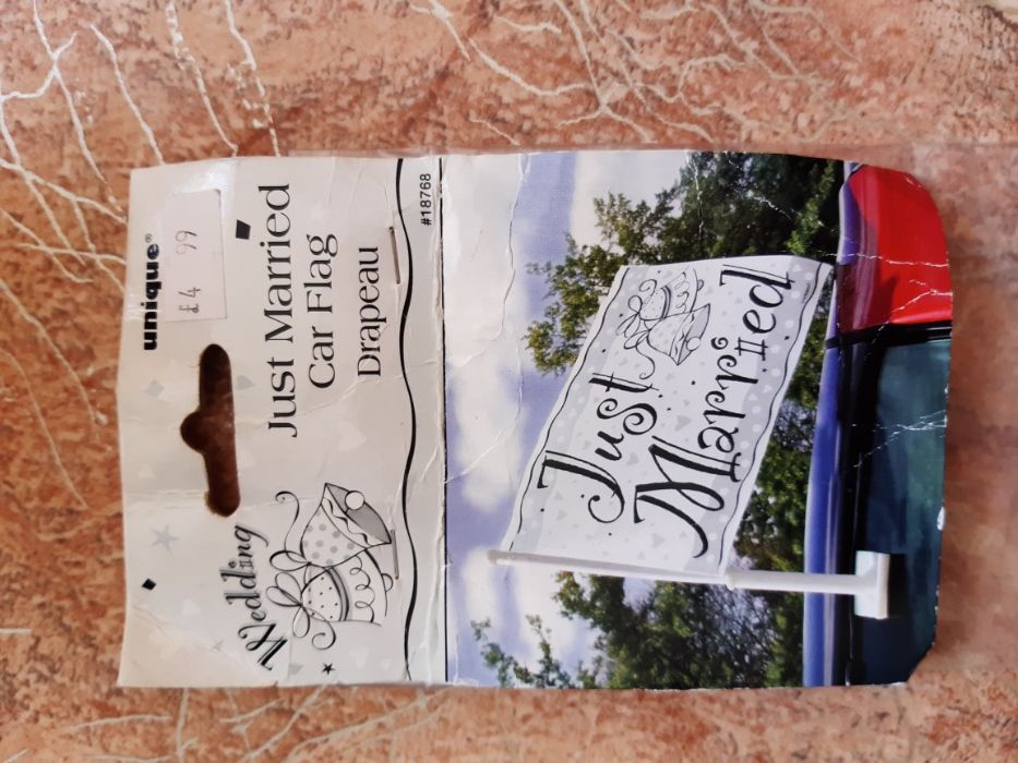 Свадебный аксессуар на машину, флажок - молодожены, Just Married
