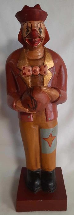 Klaun Stara Rzeźba Drewno Stara Zabawka Vintage V