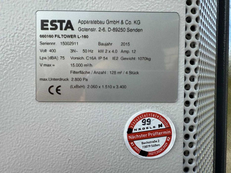 Odciąg mgły olejowej z hali, wieża wentylacyjna ESTA Filtower L-160