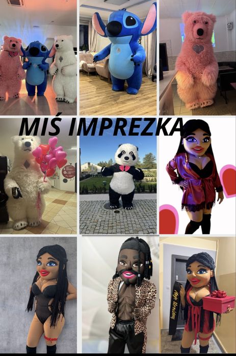 Biały Miś ,stich,Angel żywe maskotki na wynajem