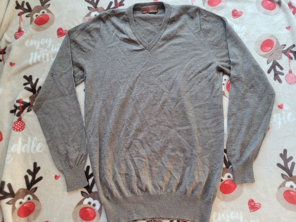 Sweter swetr r S M merino 100proc extra Fine termiczny wełna