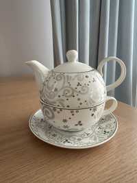 Zestaw porcelanowy do parzenia herbaty, dzabek i filiżanka, tea for 1
