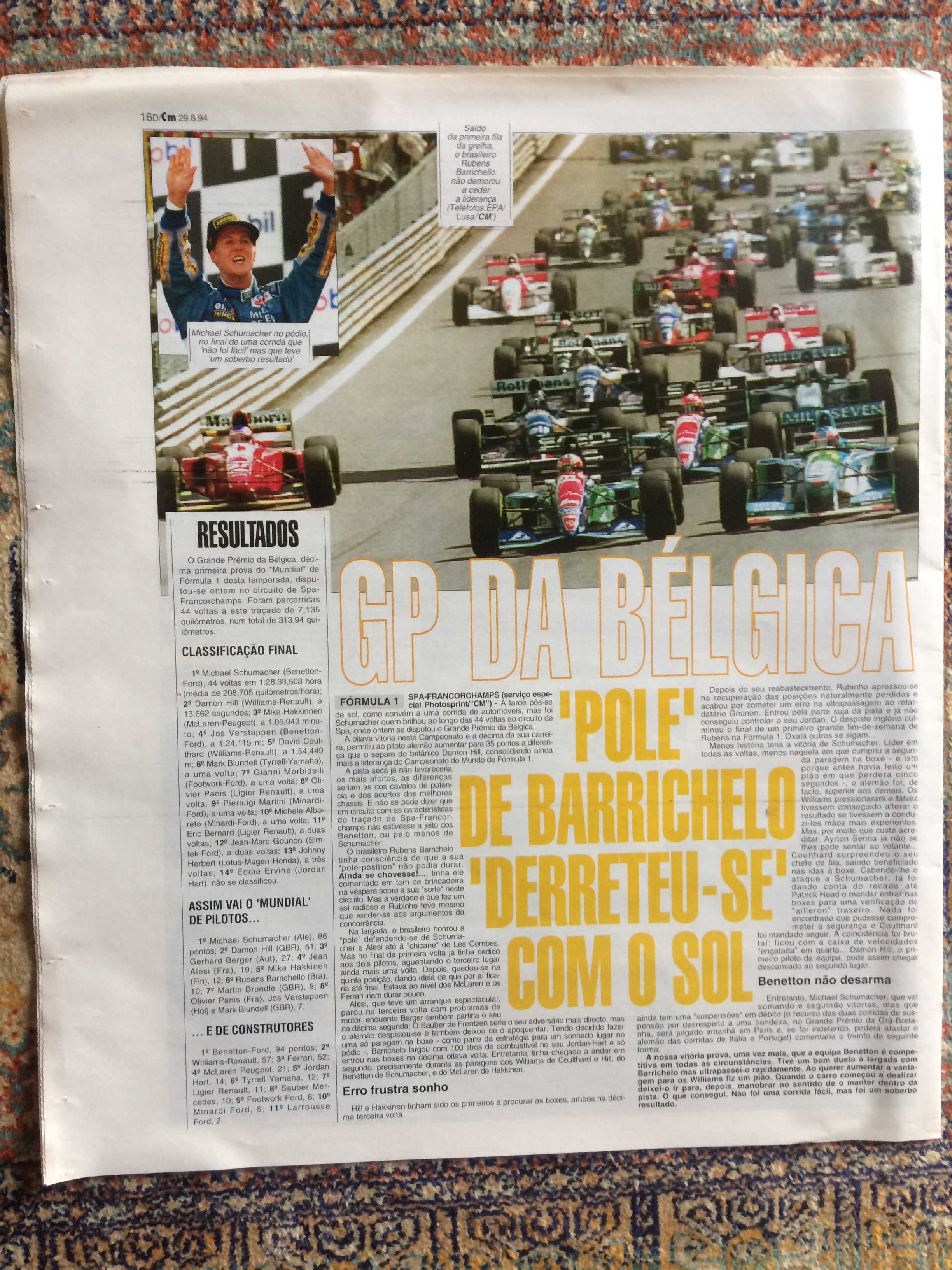 suplemento Correio Manhã desporto: 29 Agosto 1994