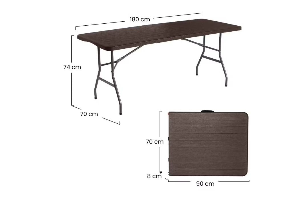 Mesa dobrável retangular 180cm