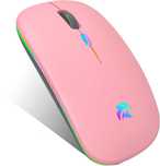 HZD Mysz Bezprzewodowa 2w1 USB Bluetooth LED RGB 1600 PC Macbook róż