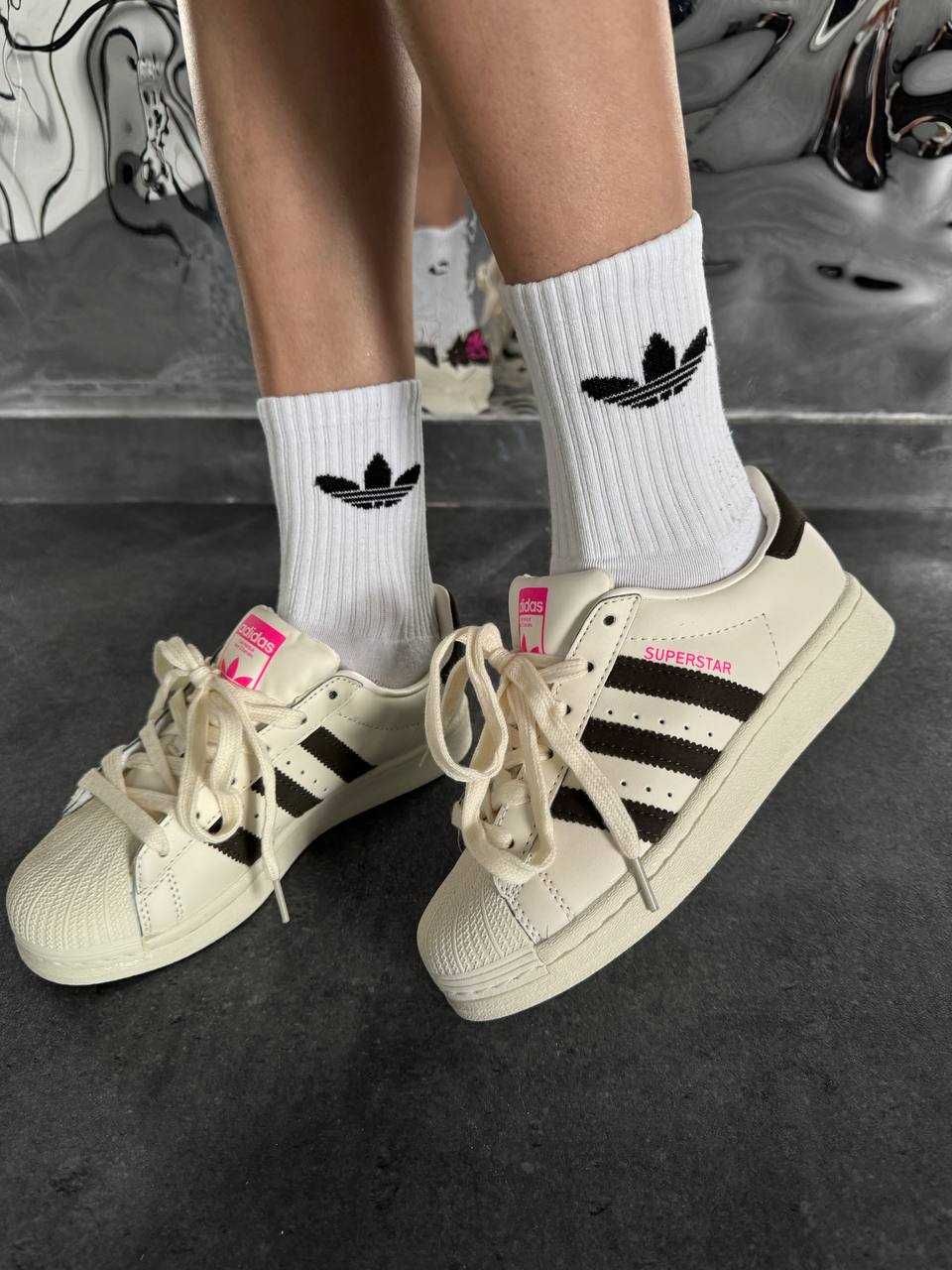 Женские кроссовки Adidas Superstar Cream Black Pink 36-41 Наложка! Топ