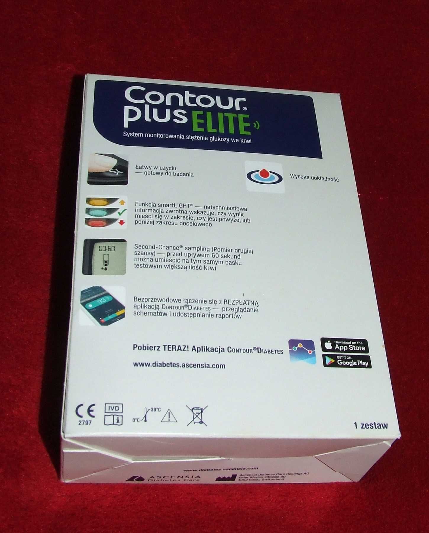 Glukometr Contour Plus Elite  pomiar w jednostkach mg/dl smart apka
