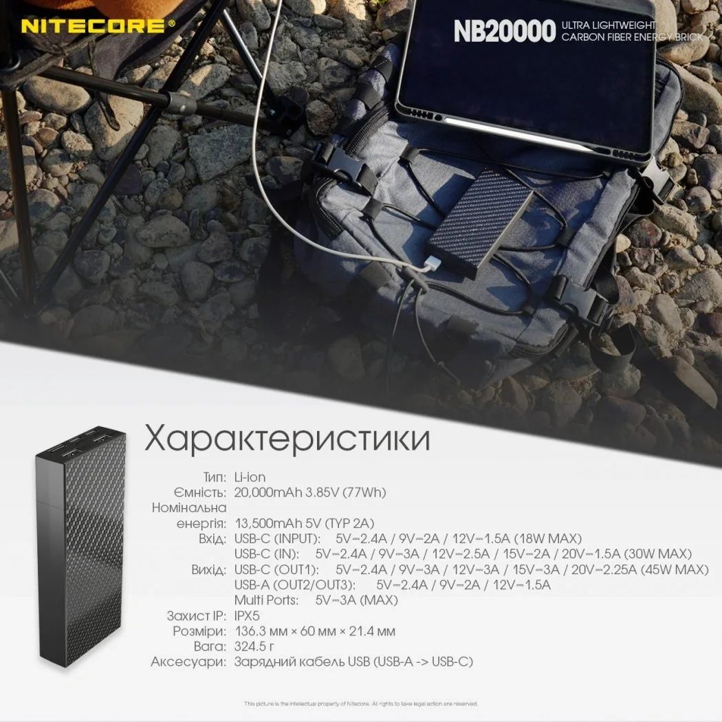 Power Bank  Nitecore NC10000 : NB20000 : NB10000: NW5000