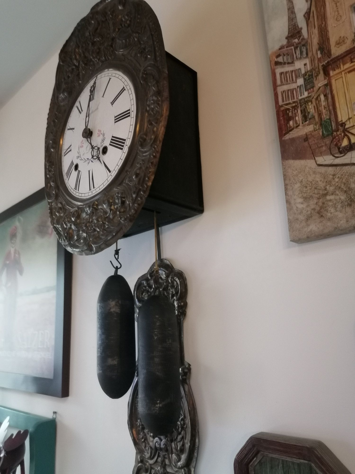 stary przepiękny zegar francuski z mosiądzu