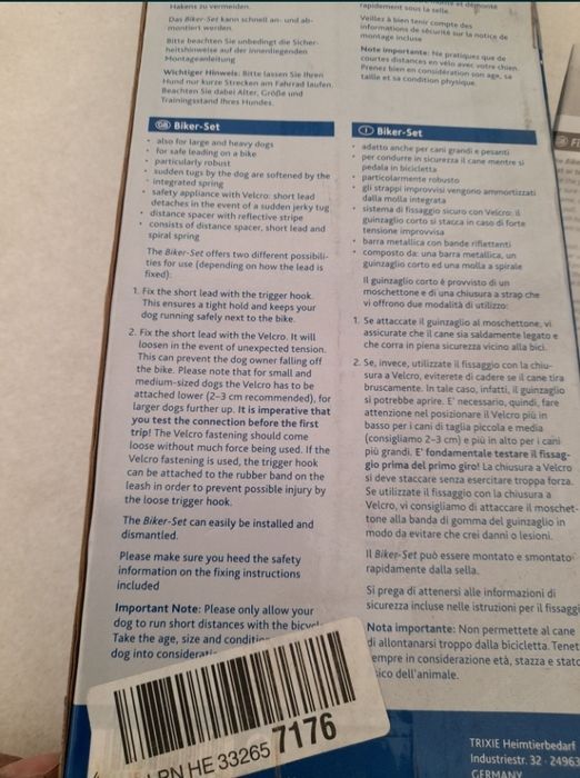 Trixie TX-1287 uprząż psa mocowana do roweru spacery smycz