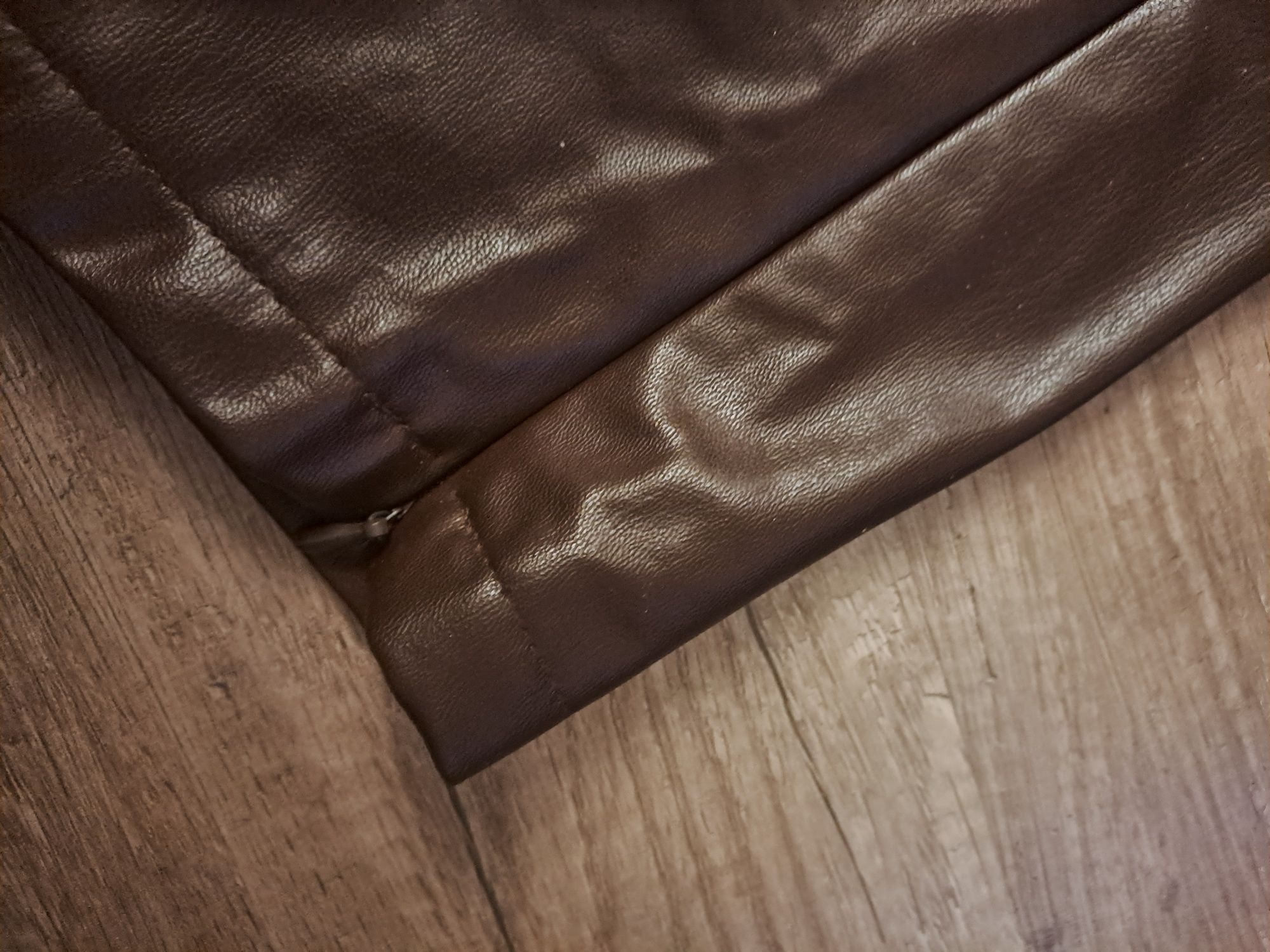 Spodnie skórzane damskie brązowe czekoladowe rozm  L/XL
