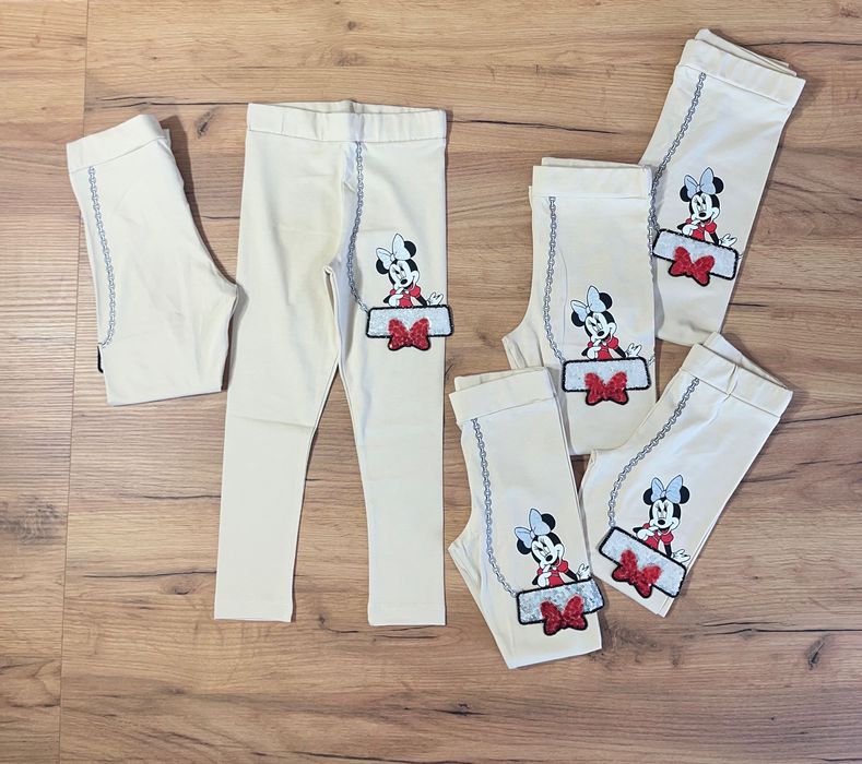 Legginsy beżowe Myszka Minnie z ala torebeczką 98-128